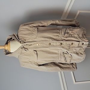 ORVIS Tan Field Military‎ Attached Hood Preppy Casual Snap Closure Boho Jacket M